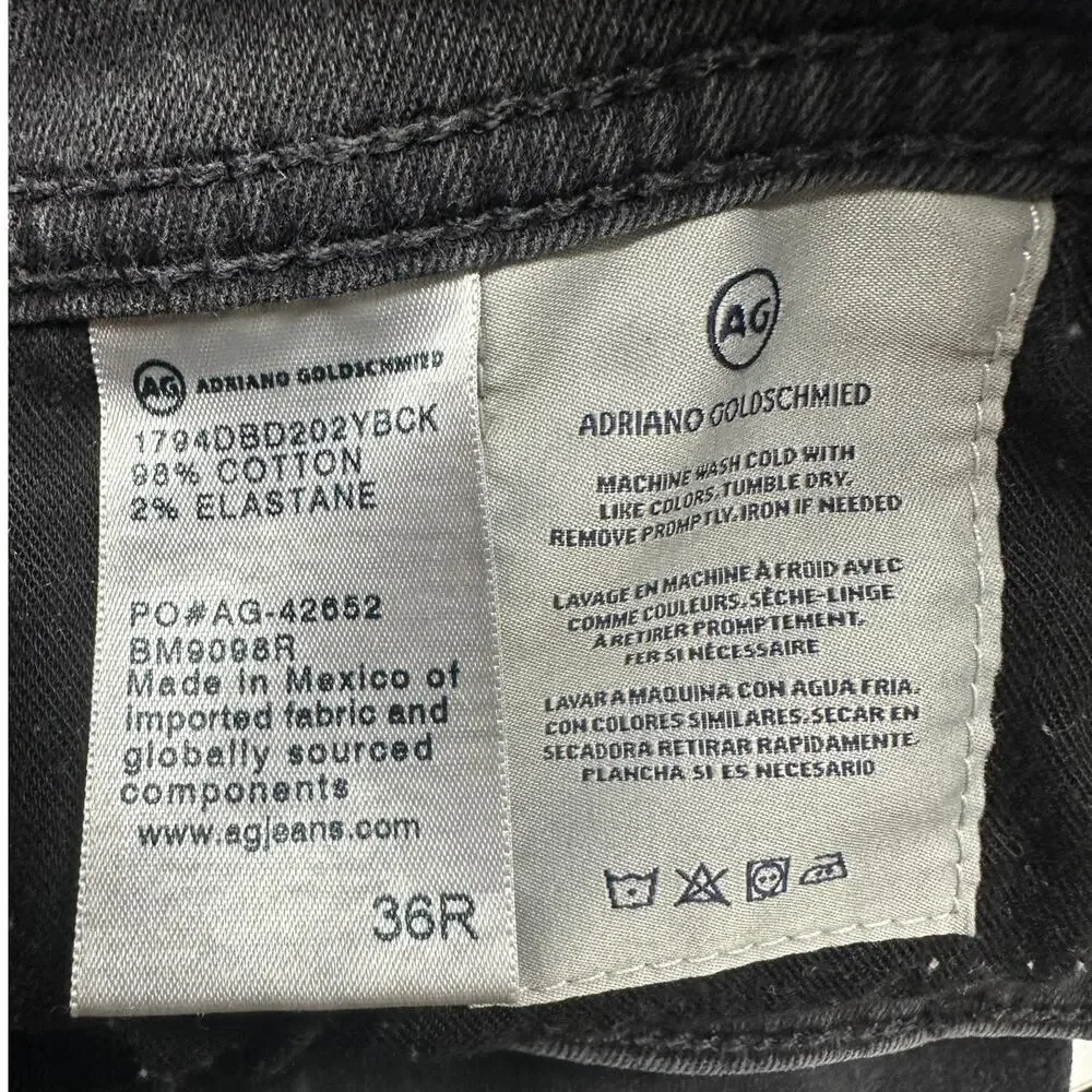 AG Everett Slim Straight Men 36x29 Black Wash Jeans